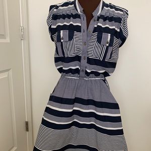 Navy Blue Stripped Dress